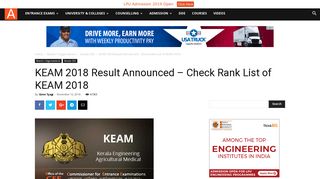 
                            6. KEAM 2018 Result Announced – Check Rank List of KEAM 2018 ...