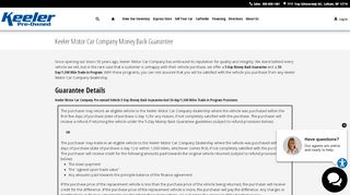 
                            9. Keeler Motor Car Company Money Back Guarantee | Keeler Pre-Owned
