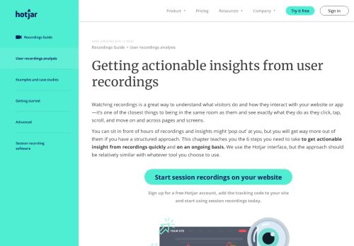 
                            8. Keep getting actionable insights from user recordings in under ... - Hotjar