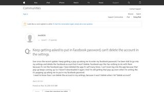 
                            7. Keep getting asked to put in Facebook pas… - Apple Community