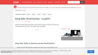 
                            5. Keep Safe: Cloud löschen - so geht's - CHIP