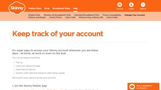 
                            2. Keep track of your account - Skinny Mobile