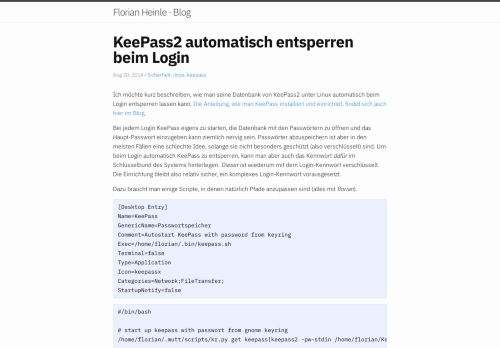 
                            6. KeePass2 automatisch entsperren beim Login - Florian Heinle · Blog