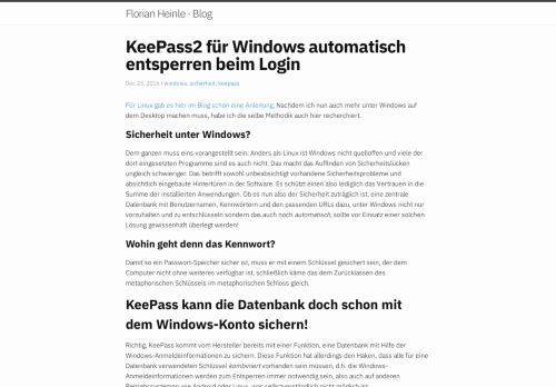 
                            7. KeePass2 für Windows automatisch entsperren beim Login