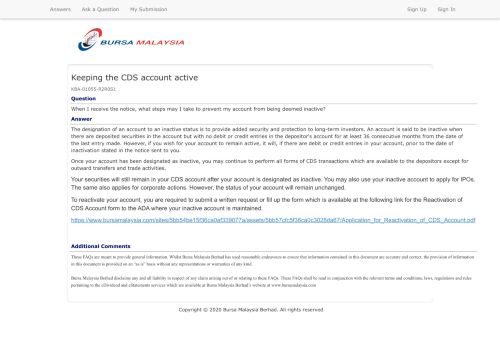 
                            8. Keeping the CDS account active - Bursa Malaysia Help Centre