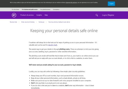 
                            10. Keeping your personal details safe online - BT Business - Service