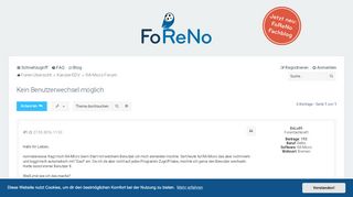 
                            10. Kein Benutzerwechsel möglich - FoReNo.de