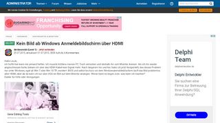 
                            1. Kein Bild ab Windows Anmeldebildschirm über HDMI - Administrator