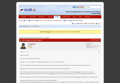 
                            3. Kein Einloggen als Admin möglich - MyBB.de Forum