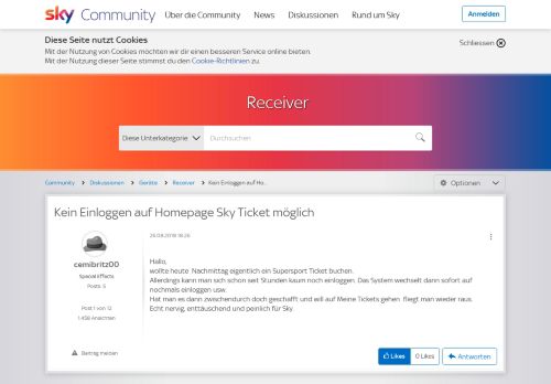 
                            13. Kein Einloggen auf Homepage Sky Ticket möglich | Sky & Friends ...