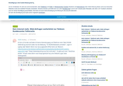 
                            3. Kein Internet mehr. Web-Anfragen weiterleitet zur Telekom ...