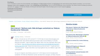 
                            13. Kein Internet / Telefonie mehr. Web-Anfragen weiterleitet zur Telekom ...