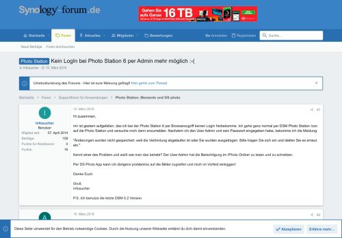 
                            9. Kein LogIn bei Photo Station 6 per Admin mehr möglich :-( [Archiv ...