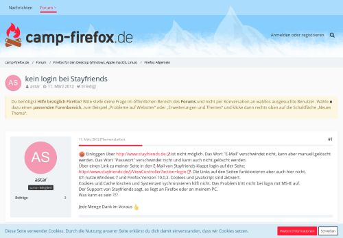 
                            8. kein login bei Stayfriends - Camp Firefox