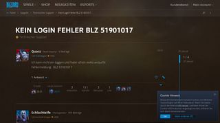 
                            6. Kein Login Fehler BLZ 51901017 - Technischer Support - World of ...