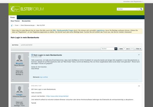 
                            3. Kein Login in mein Bentzerkonto - Elster-Forum