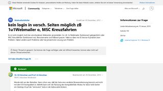 
                            5. kein login in versch. Seiten möglich zB 1u1Webmailer o, MSC ...