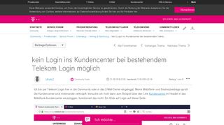 
                            8. kein Login ins Kundencenter bei bestehendem Teleko... - Telekom hilft ...