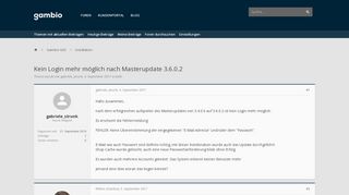 
                            1. Kein Login mehr möglich nach Masterupdate 3.6.0.2 | Gambio Forum ...