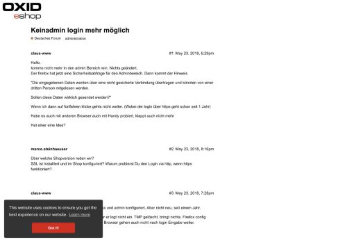 
                            1. Keinadmin login mehr möglich - OXID eShop forum