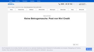 
                            10. Keine Betrugsmasche: Post von Nivi Credit - Magazin - Auto.de