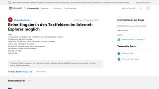 
                            2. Keine Eingabe in den Textfeldern im Internet-Explorer möglich ...