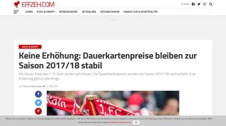 
                            12. Keine Erhöhung: Dauerkartenpreise bleiben zur Saison 2017/18 stabil