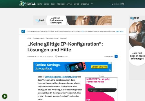 
                            13. „Keine gültige IP-Konfiguration“: Lösungen und Hilfe – GIGA