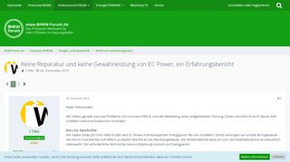 
                            8. Keine Reparatur und keine Gewährleistung von EC Power, ein ...