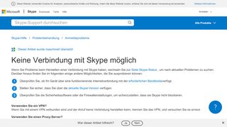 
                            2. Keine Verbindung mit Skype möglich | Skype-Support