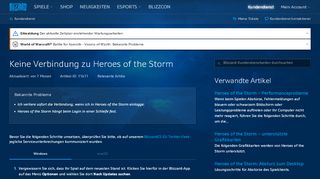 
                            2. Keine Verbindung zu Heroes of the Storm - Blizzard-Kundendienst