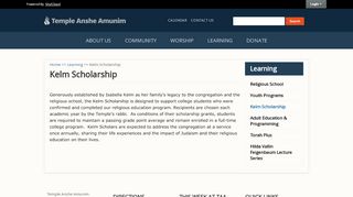 
                            12. Kelm Scholarship | Temple Anshe Amunium