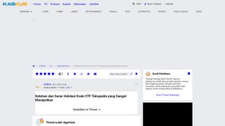 
                            6. Keluhan dan Saran Kode OTP Tokopedia yang Sangat Merepotkan - Page ...