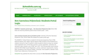 
                            8. Ken Sarowiwa Polytechnic Students Portal Login - Schoolinfo.com.ng