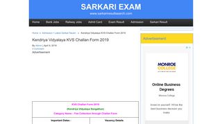 
                            5. Kendriya Vidyalaya KVS Challan Form 2019 - 2020 at kvsangathan ...