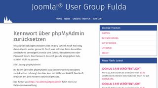 
                            6. Kennwort über phpMyAdmin zurücksetzen - Joomla!® User Group Fulda