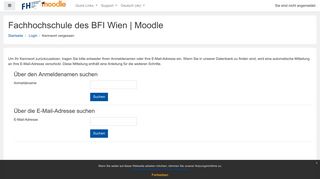 
                            2. Kennwort vergessen - Fachhochschule des BFI Wien | Moodle