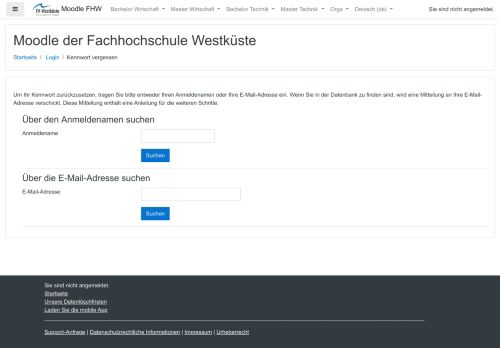 
                            13. Kennwort vergessen - Moodle der Fachhochschule Westküste