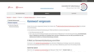 
                            10. Kennwort vergessen - Rechenzentrum - Universität Greifswald