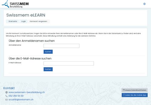 
                            6. Kennwort vergessen - Swissmem eLEARN