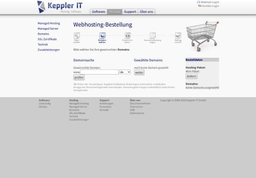 
                            9. Keppler IT GmbH - Webhosting-Bestellung