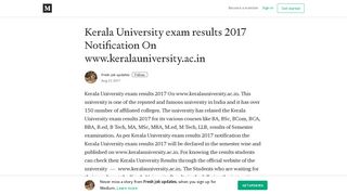 
                            5. Kerala University exam results 2017 Notification On www ... - Medium