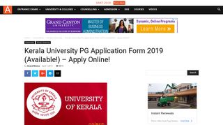 
                            8. Kerala University PG Application Form 2018 | AglaSem Admission