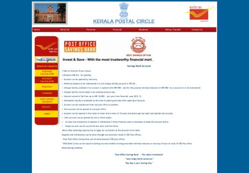 
                            13. Keralapost | POSB: Savings Bank Account - Kerala Postal Circle