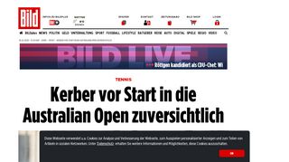 
                            11. Kerber vor Start in die Australian Open zuversichtlich - Bild.de