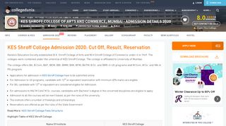 
                            5. KES Shroff College UG and PG Admission 2019 - Collegedunia