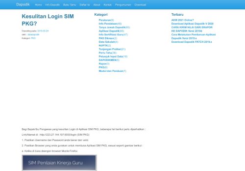 
                            5. Kesulitan Login SIM PKG - Data Dapodik Info Pendataan