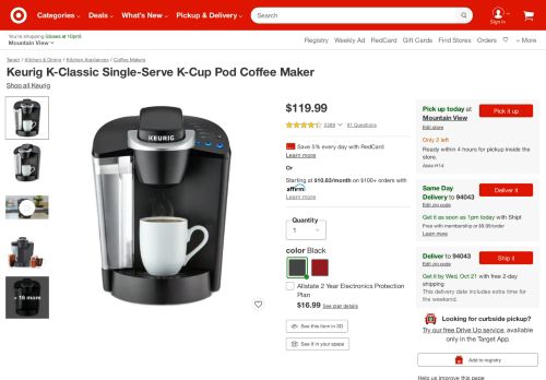 
                            9. Keurig K-Classic K50 Single-Serve K-Cup Pod Coffee Maker : Target