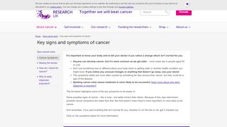 
                            13. Key signs and symptoms of cancer | Cancer Research UK