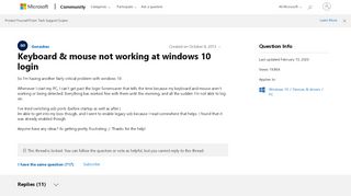 
                            1. Keyboard & mouse not working at windows 10 login - Microsoft Community